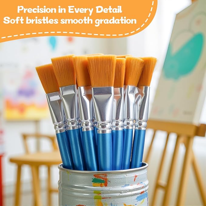 40 Piece Flat Paint Brushes,1 Inch Craft Paint Brushes, Large Acrylic Paint Brush for Watercolor, Oil Painting, Acrylic,Big Paint Brush for Oil Paint and Body Painting Crafts, Rock Painting
