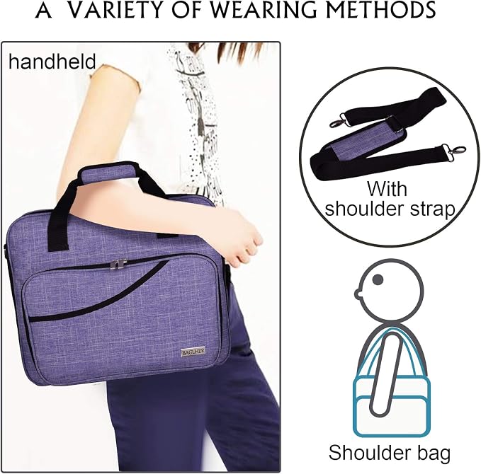 BAGLHER Cross Stitch & Embroidery Organizer Bag - Large Portable Project Storage with 3 Compartments, Travel Friendly Carrying Case for 11.2" Hoops, Threads, Supplies (Purple)