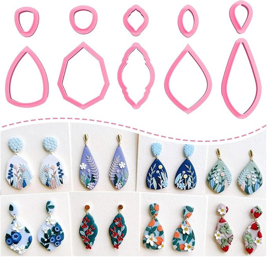 KEOKER 10 Organic Shape Clay Earring Cutters, Clay Cutters for Polymer Clay Jewelry, Earring Cutters for Polymer Clay (B)