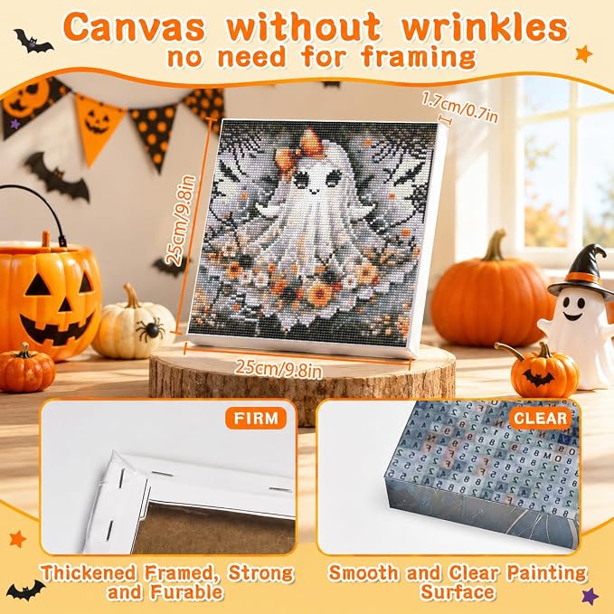 Ghost Diamond Art Kits for Adults with Frame,Halloween Diamond Painting Kit