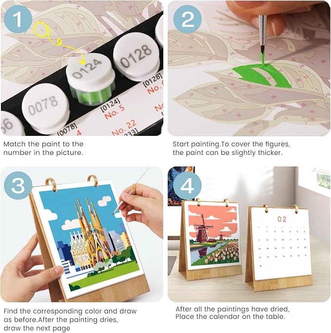 Lnjsipam Paint by Numbers Calendar 2027 - Landmark Paint with Number Kit | Landmark Paint by Numbers Calendar, Easy DIY Calendar, Unique Gift for New Year, Landmark Paint by Number Kit for Adults