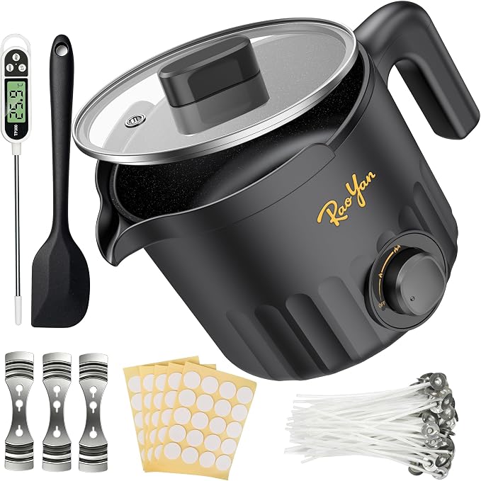 Candle Wax Melter, Candle Making Supplies for Beginners and DIY Crafts | Candle Making Kit for Adults, 1.5L (51oz) Nonstick Wax Melting Pot with Pouring Spout, Soy Wax, Beeswax & Soap Making