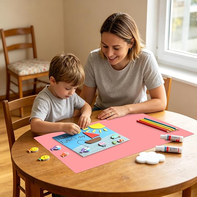 Extra Large Silicone Table Mat, Silicone Mat for Crafts Kids Dinner Placemat Desk Countertop Protector Heat Resistant Baking Mat Reusable Dough Rolling Pad Fondant Mat, Pink (23.62x15.75 inches)