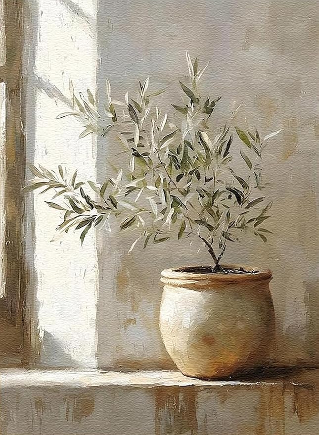 YOLENIX Olive Tree Paint by Numbers Kit for Adults Beginner (Without Frame) | Vintage Adult Paint by Number Kits on Canvas, Funny DIY Acrylic Oil Easy Painting by Numbers for Home Wall Decor&Gift12X16 in