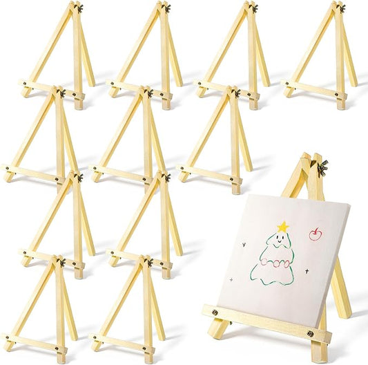 12 Pack 9 Inch Wood Easels, Tabletop Easels for Painting, Small Portable Canvas Holder, Tripod Painting Easel, Paintings Party Easel for Art Crafts Photo Picture Sign Display