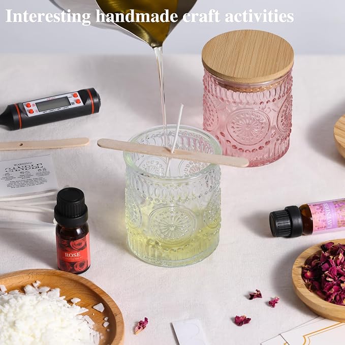 DARJEN Candle Making Kit for Beginners, 2 Jars Soy Wax Scented DIY Set | 100% Soy Wax, 10oz Glass Jars, Natural Cotton Wicks, Pleasant Scents, Instruction& More- Perfect as Home Decorations