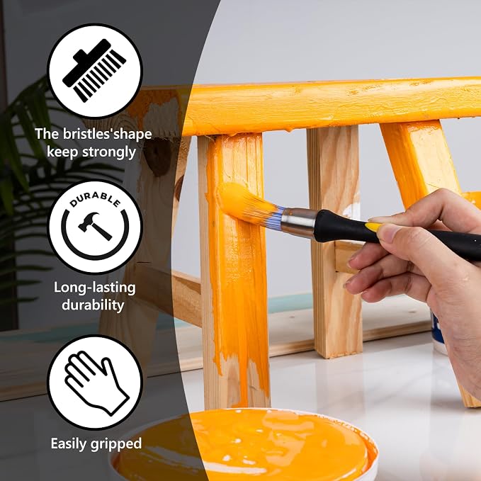 Mister Rui Round Trim Brush Set, 3 Pcs Paint Brushes for Trim, Tight Space | Corner Paint Brush, Small Crevice Paint Brush Edger for Touch up, Detail Work, Window Trim, Door-5/8”, 3/4” and 1”