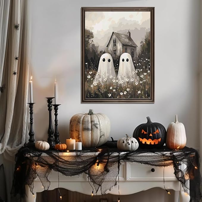 Gearock Halloween Ghost Paint by Numbers Kit for Adults, 16x20 Inch | Beginners Easy Acrylic Painting Kits for Holiday Room Bedroom Living Room Bathroom Wall Decor