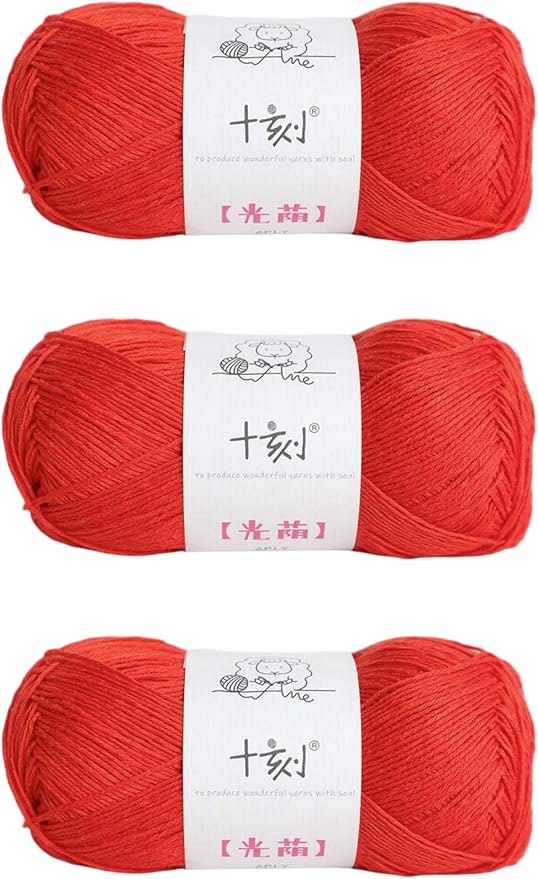 Linen Rayon Lyocell Blend Yarn, Superfine Fingering Weight (1), 150g/5.29oz (3 Strands, 50g/230yds per Strand)- 14 Red