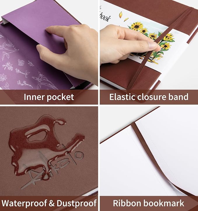 Sketchbook for Drawing, 120 Pages Sketch Book, 122LB/180GSM Thick Paper | Mixed Media Sketchbook for Charcoal Pencil, Inks Pen, Colored Pencil, Acrylic Marker, Oil Pastel
