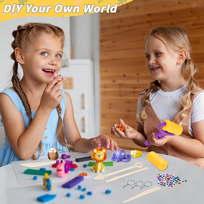 254 Pcs Air Dry Clay 160 Colors Modeling Model Magic Clay for DIY Molding Starter Kit with Sculpting Tools,Ultra Light Soft Non-Toxic Arts & Crafts Gift for Boys Girls Birthday Party Favors
