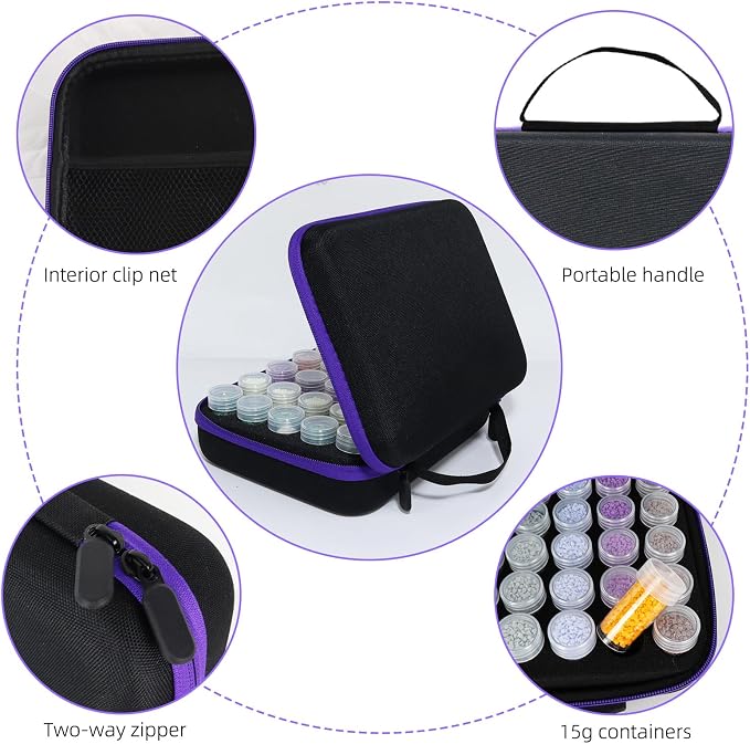 30 Slots Storage Container for Diamond Art Kits with Diamond Art pens Tools and Portable Bead Storage Boxes, Diamond Art Storage Case and Diamond Art Storage Case