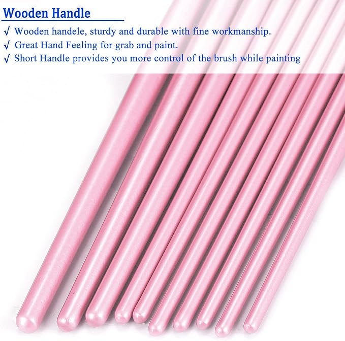 BOSOBO Paint Brushes Set, 4 Pack 40 Pcs Round Pointed Tip Paintbrushes Nylon Hair Artist Acrylic Paint Brushes for Acrylic Oil Watercolor, Face Nail Art, Miniature Detailing & Rock Painting, Pink