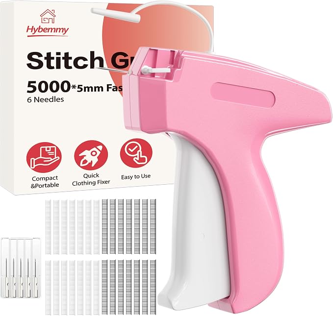 Stitch Gun for Clothes, Tagging Gun, Quick Clothing Fixer, Pink