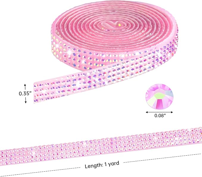 NiArt 6 Rolls Self Adhesive Rhinestone Ribbon 6 Yards DIY Bright Colors