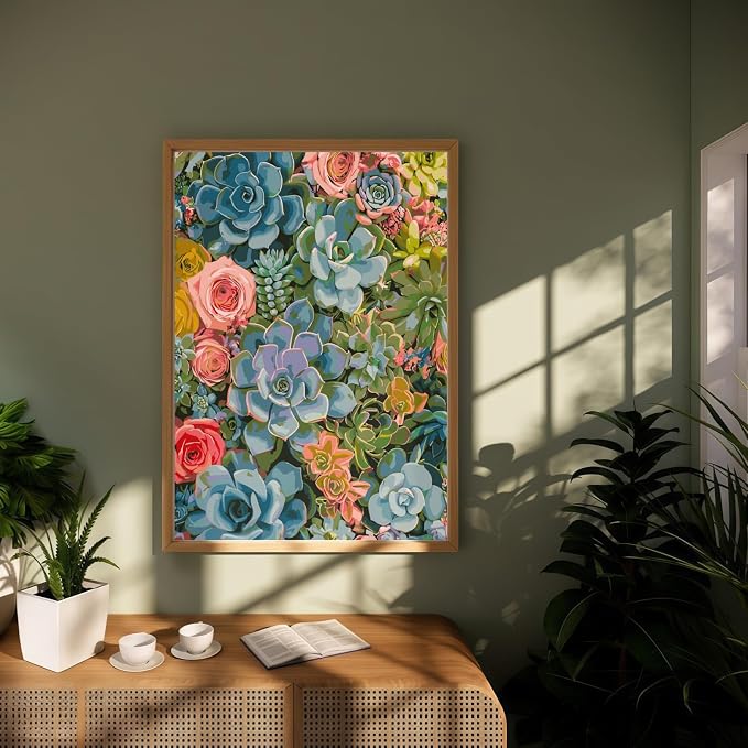 DOTSTART Paint by Numbers Kit for Adults,Colorful Succulents Plants Paint by Number for Adults,Acrylic Adults' Paint-by-Number Kits, Easy Paint by Number Adult Canvas for Home Art Decor, 16X20 inch