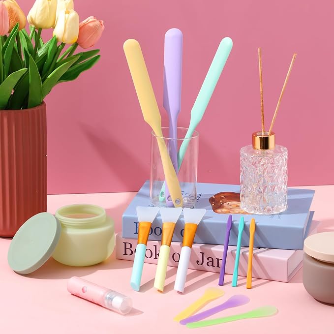 Patelai 12 Pcs Silicone Stir Sticks Kit, Silicone Epoxy Brushes, Stir Tool Sticks, Mixing Spoon, Scraper DIY Crafts Tools for Resin Epoxy Liquid Paint(Elegant Color)