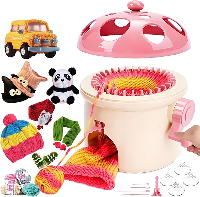Sentro Knitting Machine,Sentro 32 Needles Mushroom Knitting Machine for Adults and Beginners Automatic Circular Weaving Spinning Knitting Loom Machine Kit for Kintting Toys,Hats,Scarf,Sweater