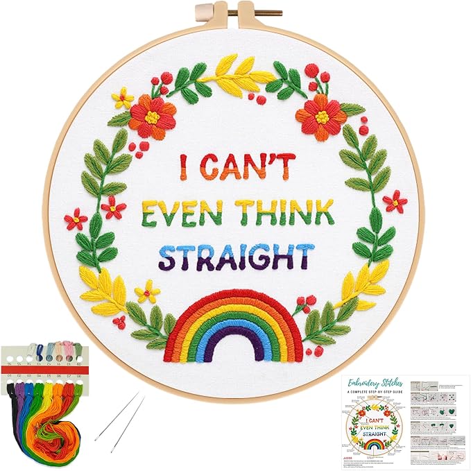 Louise Maelys LGBT Pride Embroidery Kit for Beginners Rainbow Craft | Cross Stitch Kits for Creative Expression, Needlepoint Kit for Adults to Enjoy Meaningful Crafts, Gifts and Home Decor