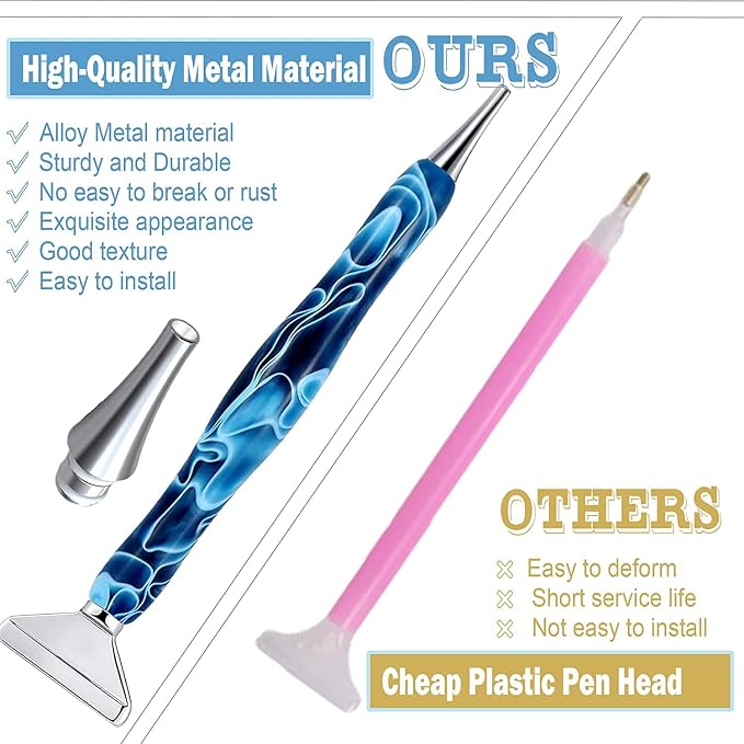 Heyseri Diamond Art Pens, “Classic Wax Stylus” Diamond Painting Pen, Traditional Diamond Painting Tools Accessories, Gem Art Pen with Metal Tips for 5D Craft Nail