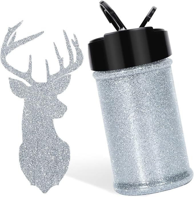 HTVRONT Silver Glitter for Crafts and Arts- 1.7oz/50g Fine Glitter Flakes | Craft Glitter for Resin, Jewelry, Keychains, Candle Making, Paint, Slime Add Ins, Cosmetic Glitter for Nail Face