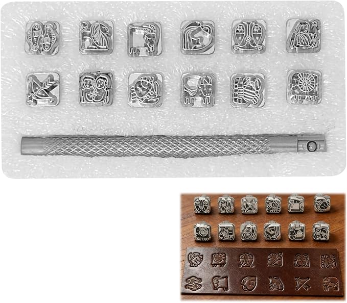 RJLCTH 13 Pcs Constellation Patterns Leather Stamping Kit