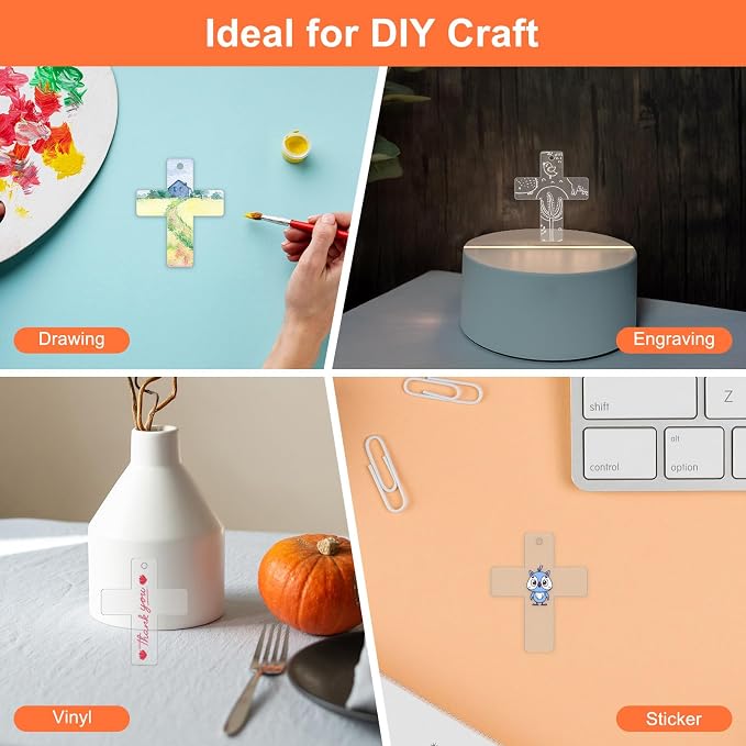 32Pcs Clear Acrylic Keychain Blanks Acrylic Ornament Blanks Acrylics Ornament with Hole for Christmas Decor, Painting, DIY Keychain and Craft(Cross)