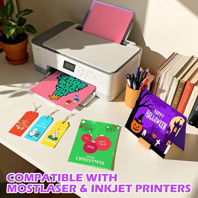 TUXIYA 640 Sheets 8.5" X 11" Colored Cardstock, 80 Colors Card Stock