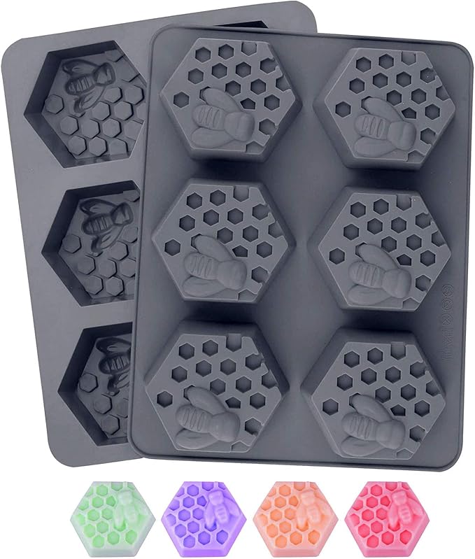 2Pcs 3D Bee Silicone Soap Molds for Homemade Soaps | Chocolate Jelly Cake Making