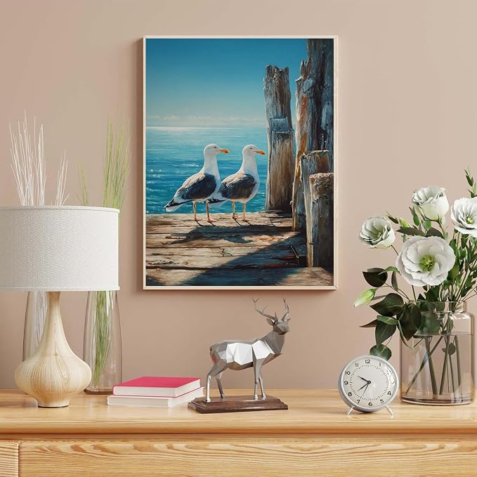 HITO Seagull Paint by Numbers Kit for Adults 16x20 Inch Frameless | Seagull Adult Paint by Number Kits on Canvas, DIY Acrylic Oil Easy Painting by Numbers for Home Wall Decor