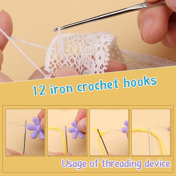 IMZAY 110 Pcs Crochet Hooks Set 0.6–6.5mm Crochet Needles for Yarn | Ergonomic Crochet Hook Set for Arthritic Hands Crochet Needles for Crocheting with Case Knitting Needles for Crocheters