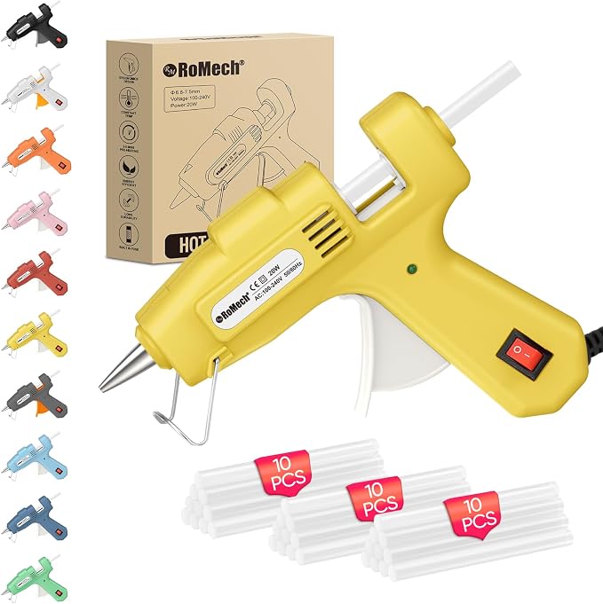 ROMECH 20W Mini Hot Glue Gun Kit, 30 Glue Sticks Set for DIY Crafts, Repair