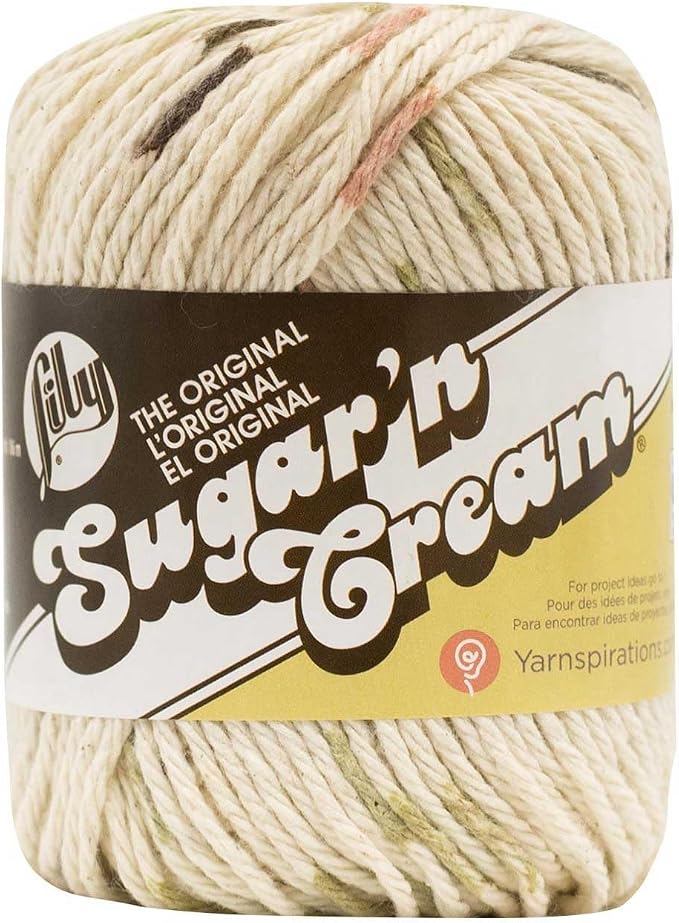 Lily Sugar 'N Cream The Original Solid Yarn, 2.5oz, Medium 4 Gauge, 100% Cotton - Ecru - Machine Wash & Dry