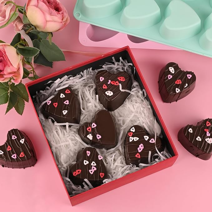 Sakolla 2 Pack 8 Cavity 2.7″ Heart Chocolate Molds Silicone