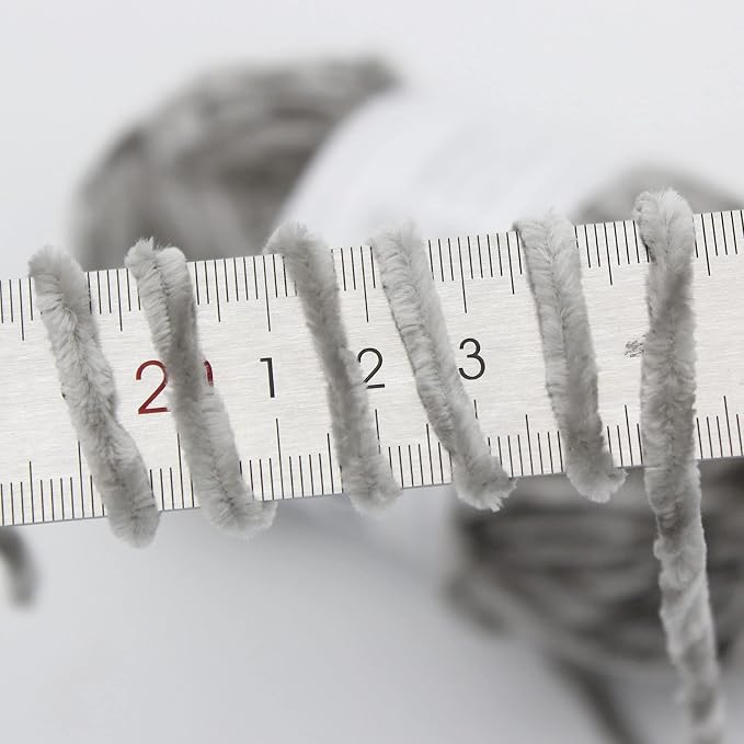 NICEEC 3 Skeins Soft Chenille Yarn 3 x85m (3X 93yds, 3X 50g)_Light Grey