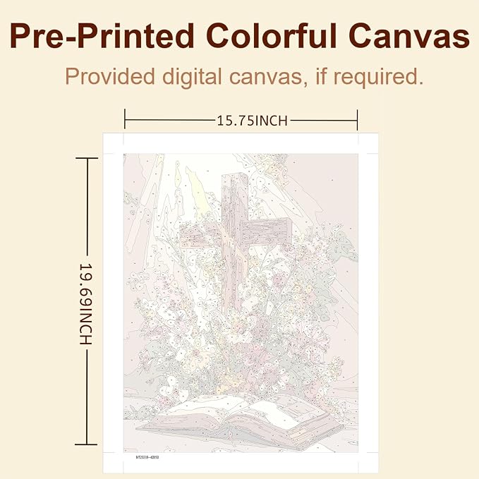 Gemozaic Cross Paint by Numbers Kit for Adults, Floral Book, 16 x 20 Inch | Religious Paint by Number, DIY Acrylic Painting by Number, Inspirational Gift for Christians, Home Church Wall Décor,Unframed