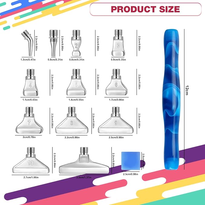 Snewvie Diamond Painting Pen Accessories Tools Set,1PCS Diamond Art Pen and 12Pcs Silver Metal Screw Thread Multi Placer Tips,Diamond Painting Drill Pens for DIY Diamond Art
