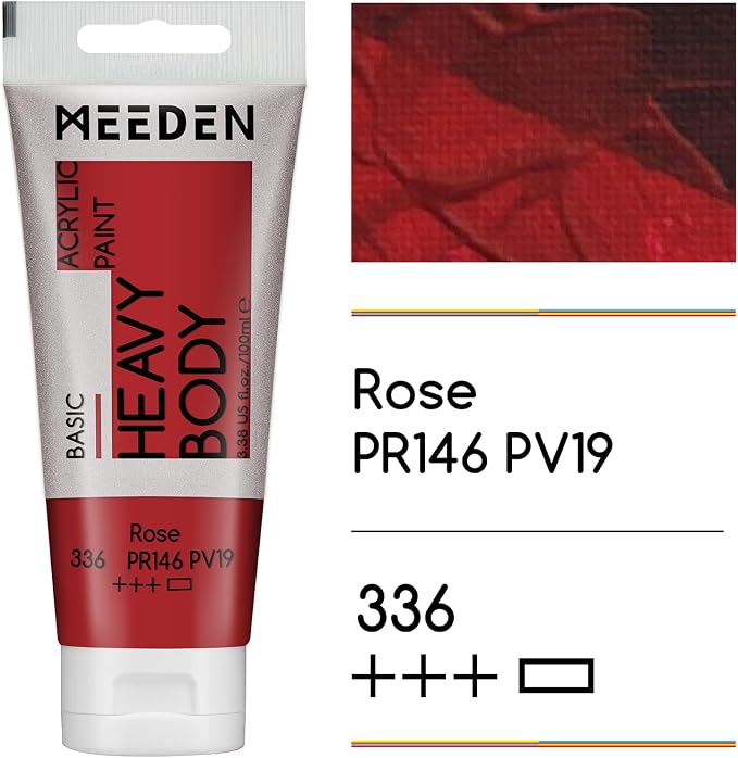 MEEDEN Acrylic Paint Rose Red: 100ml/3.38oz x 2 with Titanium White | Heavy Body Artist Acrylic Paint Set for Canvas, Wood & Craft, Non-toxic Creamy Art Paint with Titanium White for Mixing