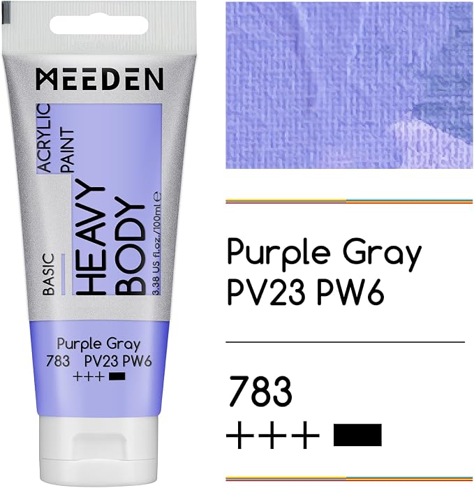MEEDEN Acrylic Paint Purple Gray: 100ml/3.38oz x 2 with Titanium White | Heavy Body Artist Acrylic Paint Set for Canvas, Wood & Craft, Non-toxic Creamy Art Paint with Titanium White for Mixing