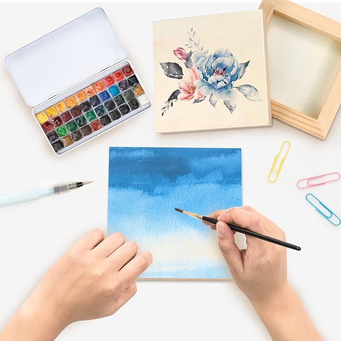 8 Pack Unfinished Square Wood Panels,4" x 4"/10cm x 10cm,Blank Wooden Canvas Cradled Painting Panel Boards for Drawing,Painting,Pouring,Wood Burning and DIY Arts Crafts Projects