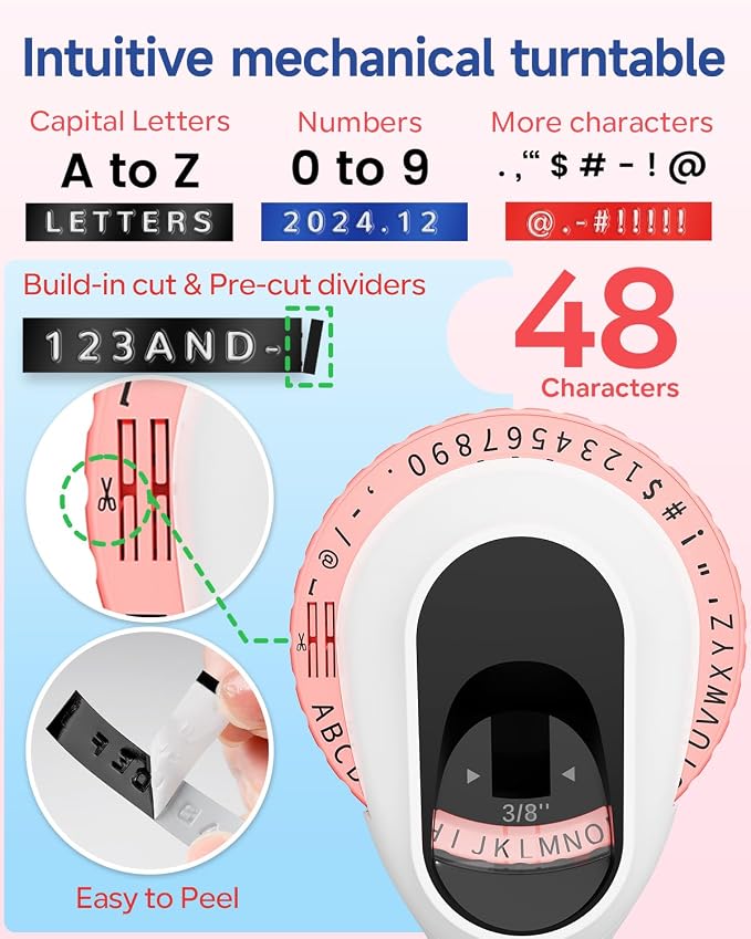 Zodzi Label Maker Embossing Label Maker for Scrapbook Junk Journal Supplies | Label Maker Machine with Tapes for DIY Crafts,Journal Supplies,Old School Embosser with 3 Rolls 3D Labeler Waterproof Tapes