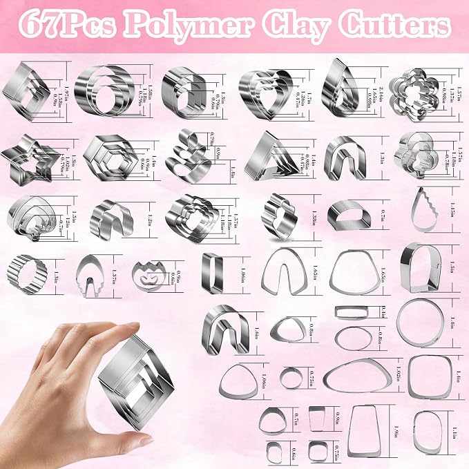 Fesorsi 800 Pcs Clay Earring Making Kit, 67 Polymer Clay Molds Stainless Steel, Polymer Clay Tools with 8 Circle Cutters, 1 Clay Letter Stamps and 710 Pcs Earring Accessories for DIY Jewelry