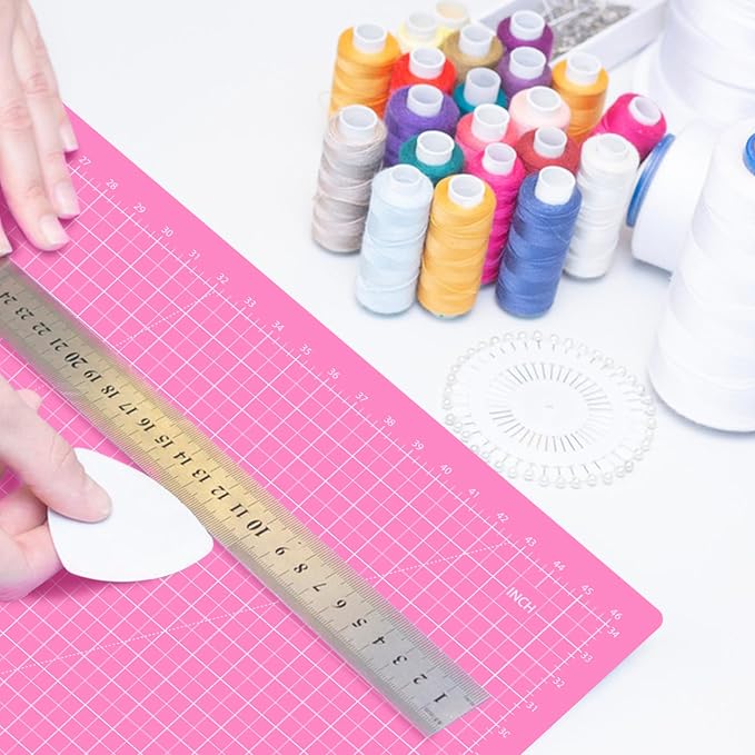 Headley Tools Thickened 36 x 48 Inch Self Healing Sewing Cutting Mat, A0 Rotary Cutting Sewing Mat for Crafts, Double Sided 5-Ply Table Cutting Board for Fabric Quilting Leather Hobby, Pink/Purple