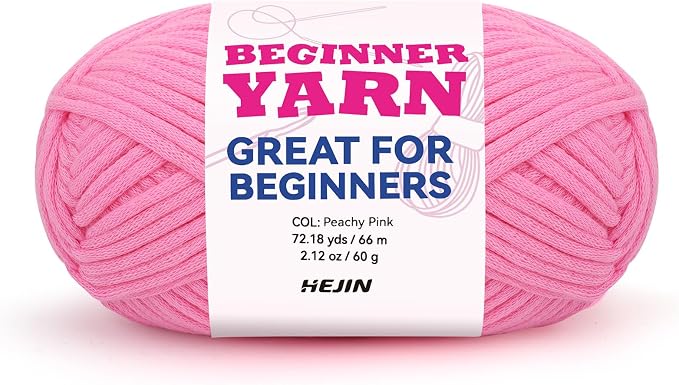 60g Peach Yarn for Crocheting and Knitting;66m (72yds) Cotton Yarn for Beginners with Easy-to-See Stitches;Worsted-Weight Medium #4;Cotton-Nylon Blend Yarn for Beginners Crochet Kit Making