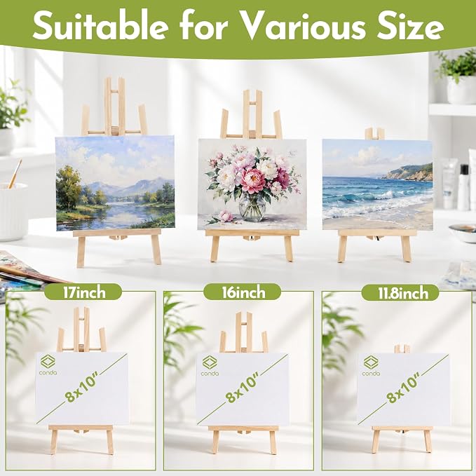 Conda 10 Pack 17 Inch Wooden Tabletop Easel Stand, A-Frame Art Painting Easel for Painting, Display & Art Creation, Canvas Holder for Artists, Students & Hobbyists
