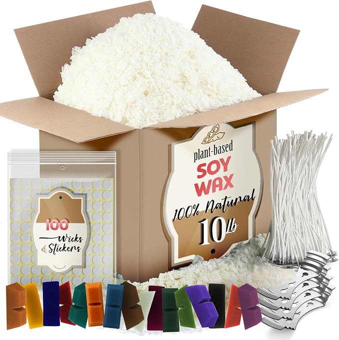 Etienne Alair Organic Soy Candle Wax for Candle Making, 10 lbs Natural Candles Making Supplies, Beeswax-Free, Paraffin-Free, Pure Soy Wax Flakes Perfect for Candles, Tealights and Melts