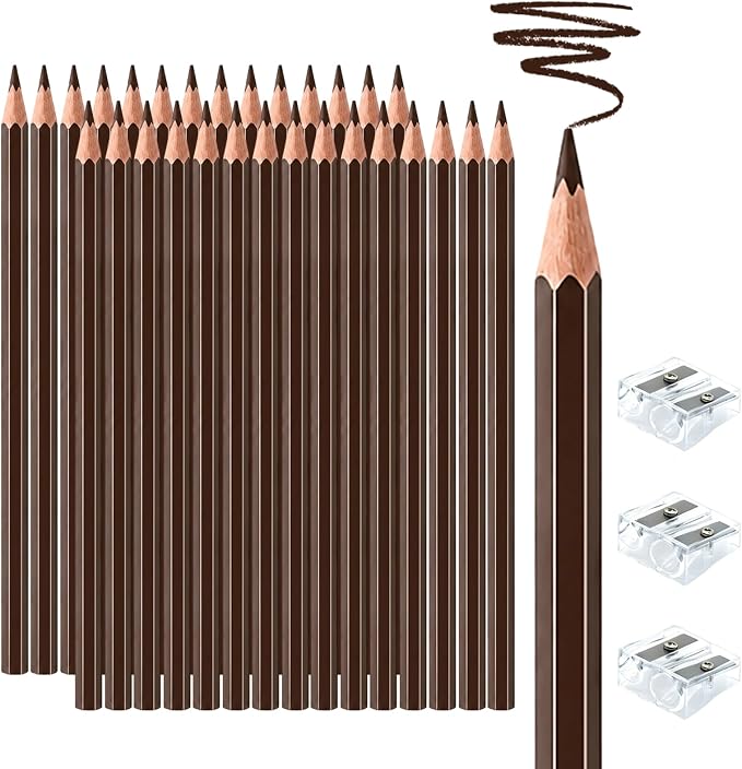 30 PCS Brown Colored Pencils, Pre-sharpened Professional Wooden Art Pencils Set for Artists Painting | Premium Drawing Sketching Supplies