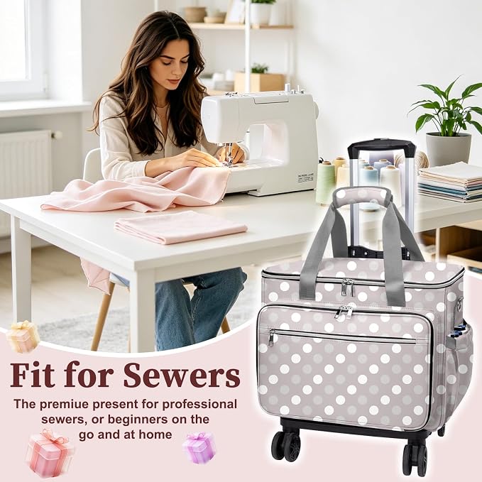 Anitor Rolling Sewing Machine Case with Wheels and Removable Bottom Padding