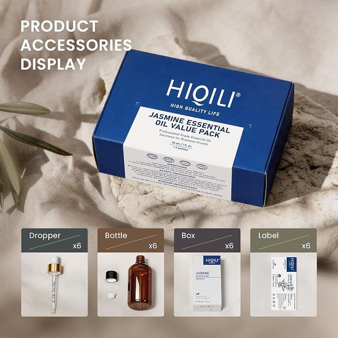 HIQILI Jasmine Essential Oil Set for DIY Making, Skincare & Diffuser
