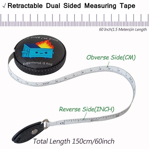 Tape Measure for Body Measuring Fabric Sewing Tailor Ruler Flexible Soft Pocket Small Mini Body Measurement Cloth Measuring Tape 60 Inch Premium Leather Retractable Tape Measure
